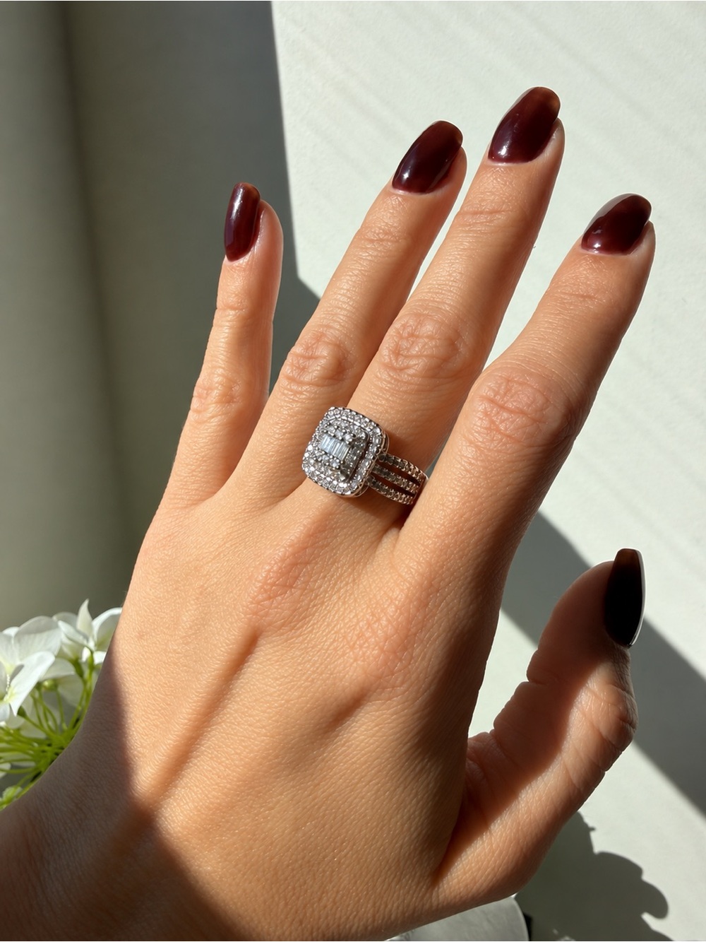 White Gold Diamond Engagement Statement Ring
